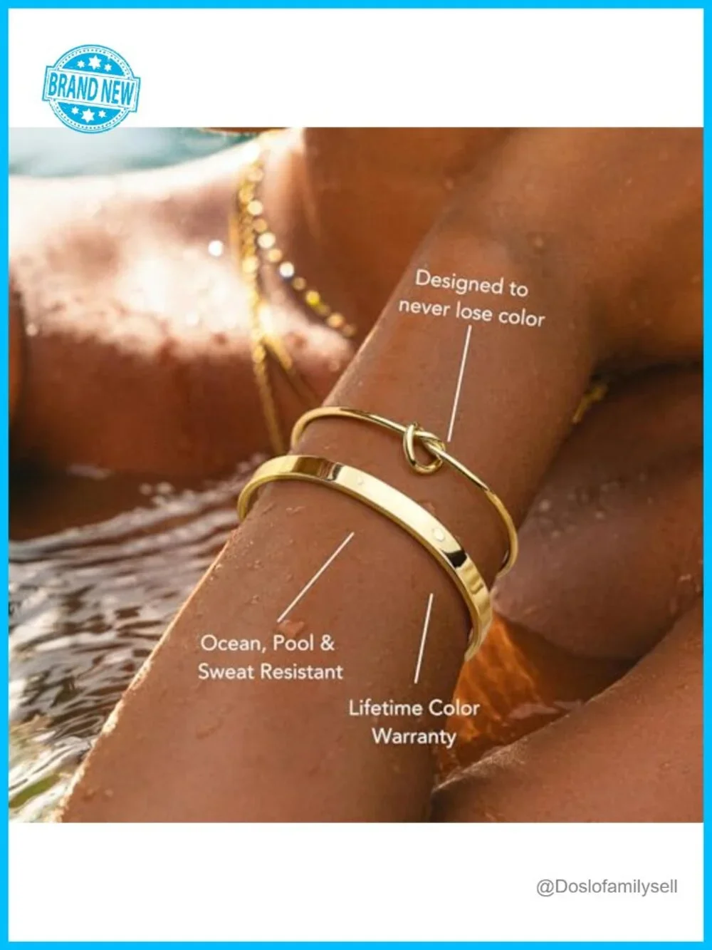 14K Gold Plated Stainless Steel Chunky Cuff & Stackable Bracelet Set for Women